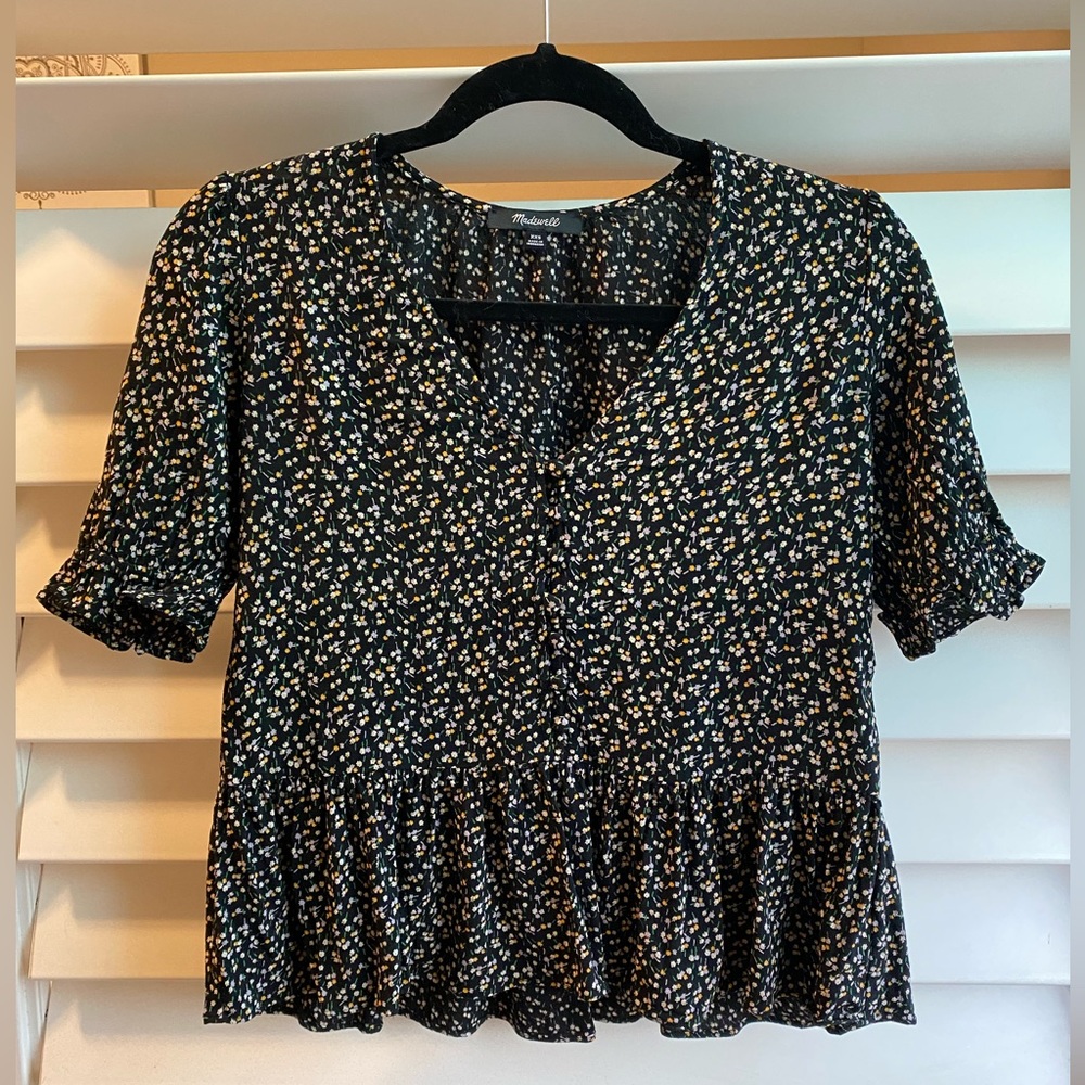 Madewell Courtyard Ruffle top ‘Playground Posies’
